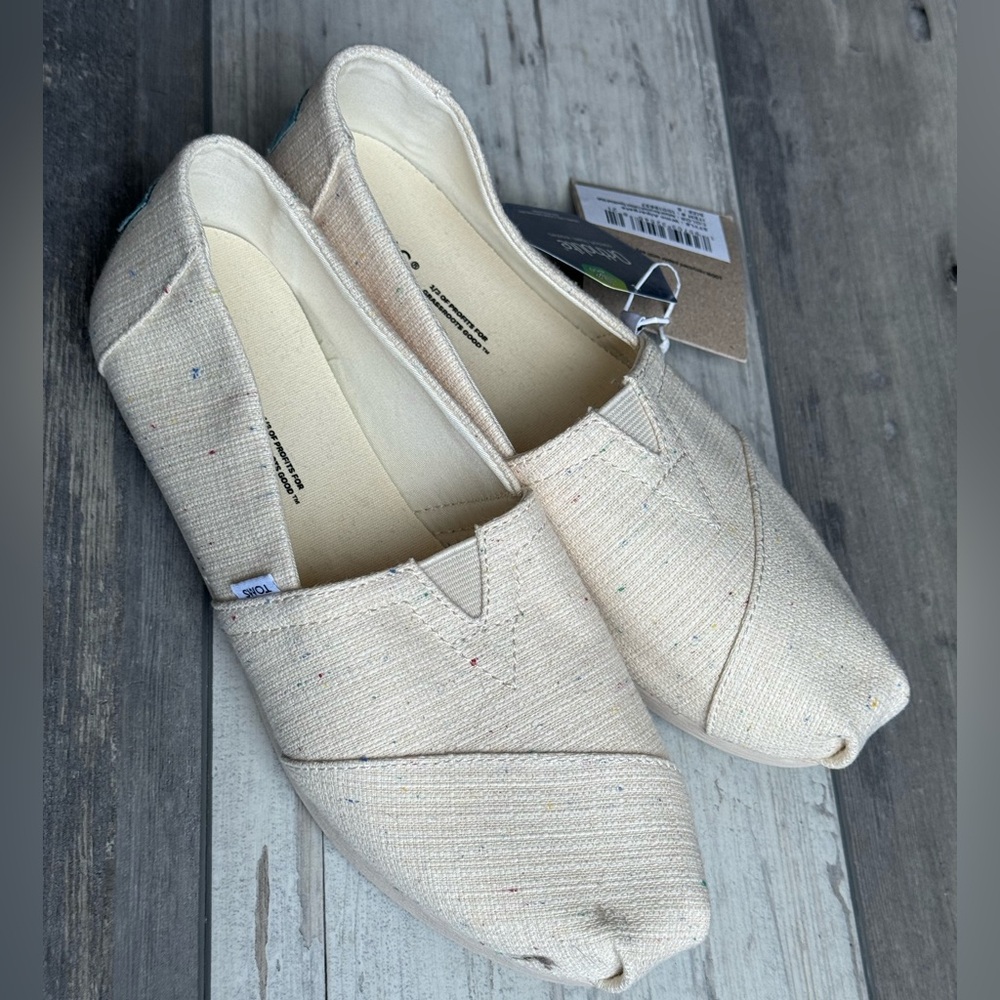 Toms Cream Canvas Flats with Subtle Multicolor Speckles
